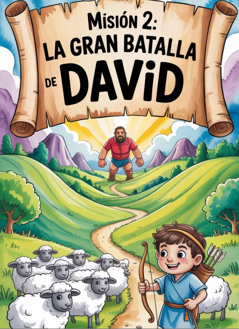 Actividad bíblica ilustrada sobre la gran batalla de David
