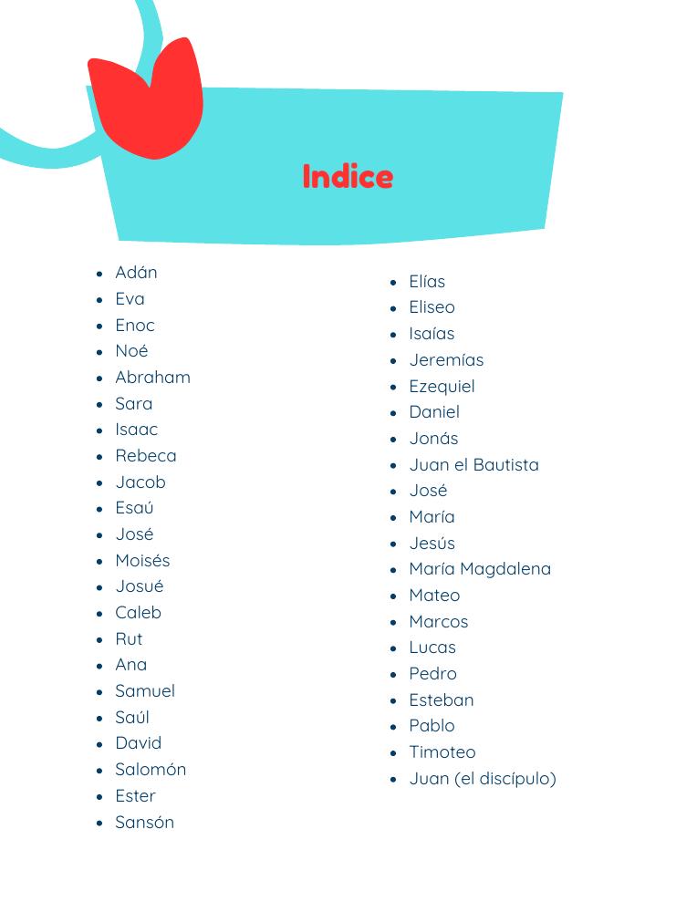 Página interior con una enseñanza sobre personajes bíblicos
